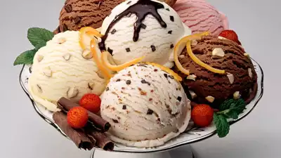 Various flavors of ice cream